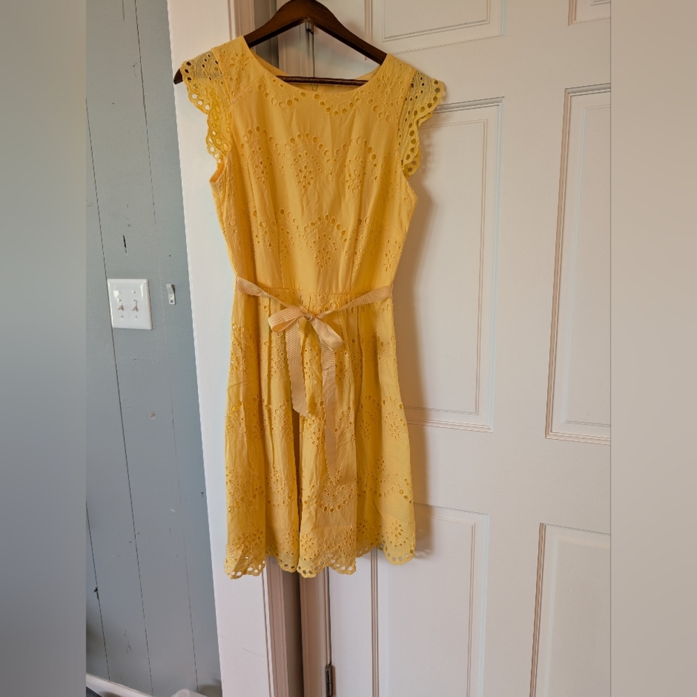 Dress Barn Yellow Eyelet Dress